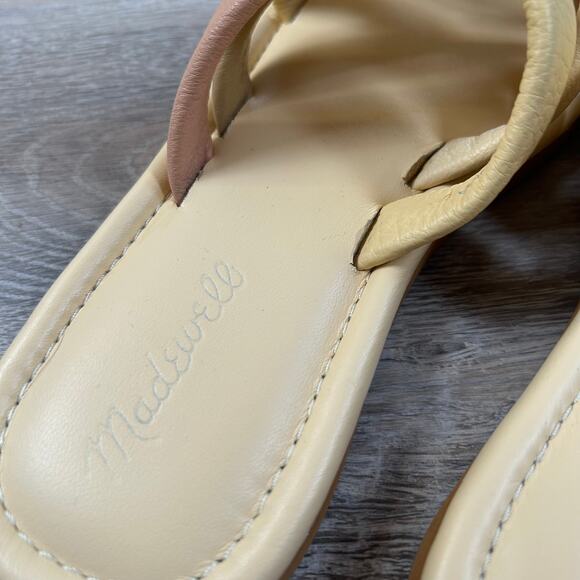 Madewell The Leeandra Neutral Leather Slide Flat Sandals Size 9 - Picture 6 of 7